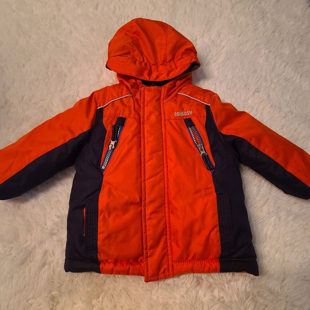 Osh kosh B'gosh Winter Coat Toddler Boys 18M Jacket Hood Blue Orange Puffer